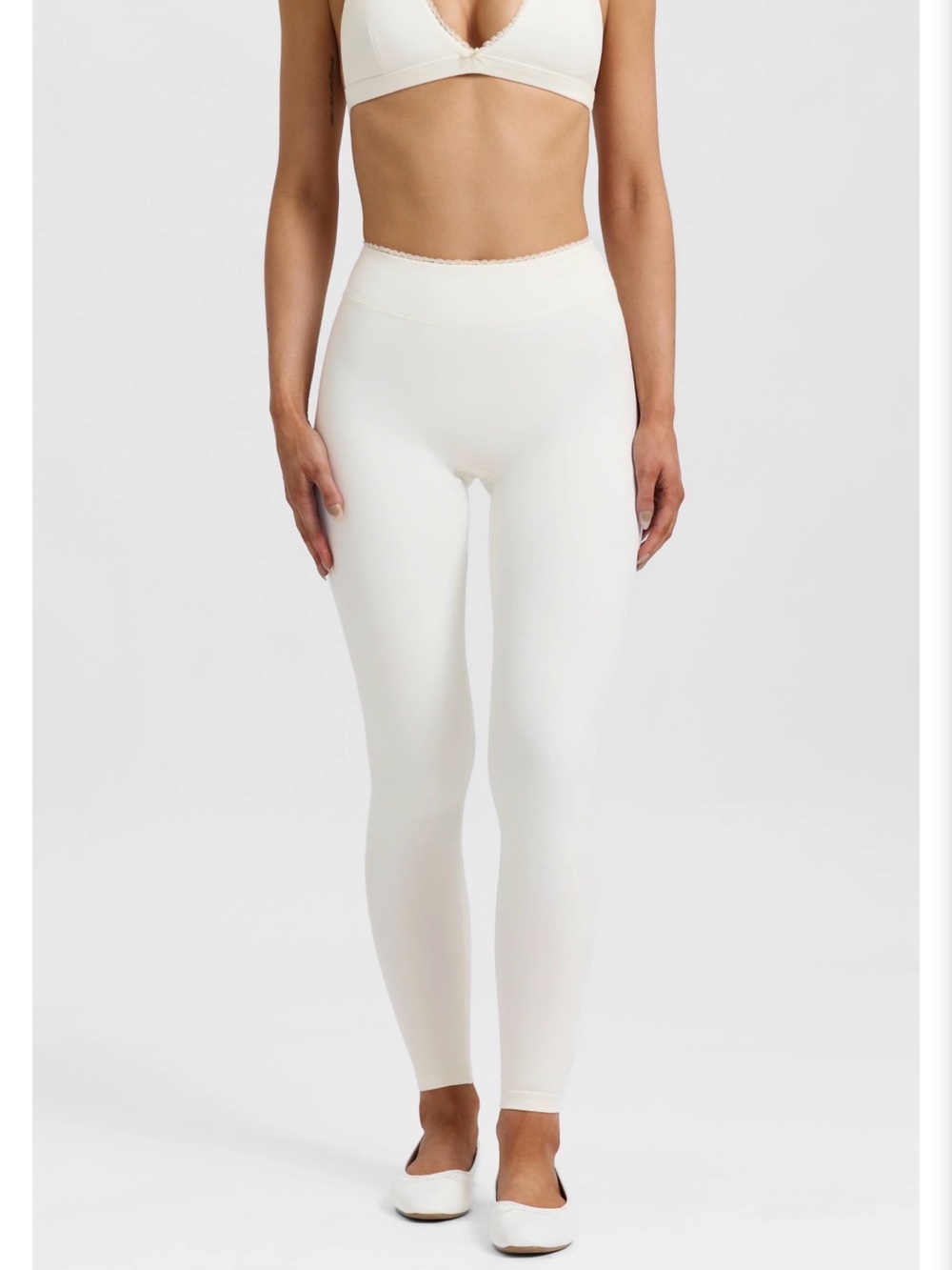 White Halter Bralette & High-Waist Legging Set - Picture 7 of 7